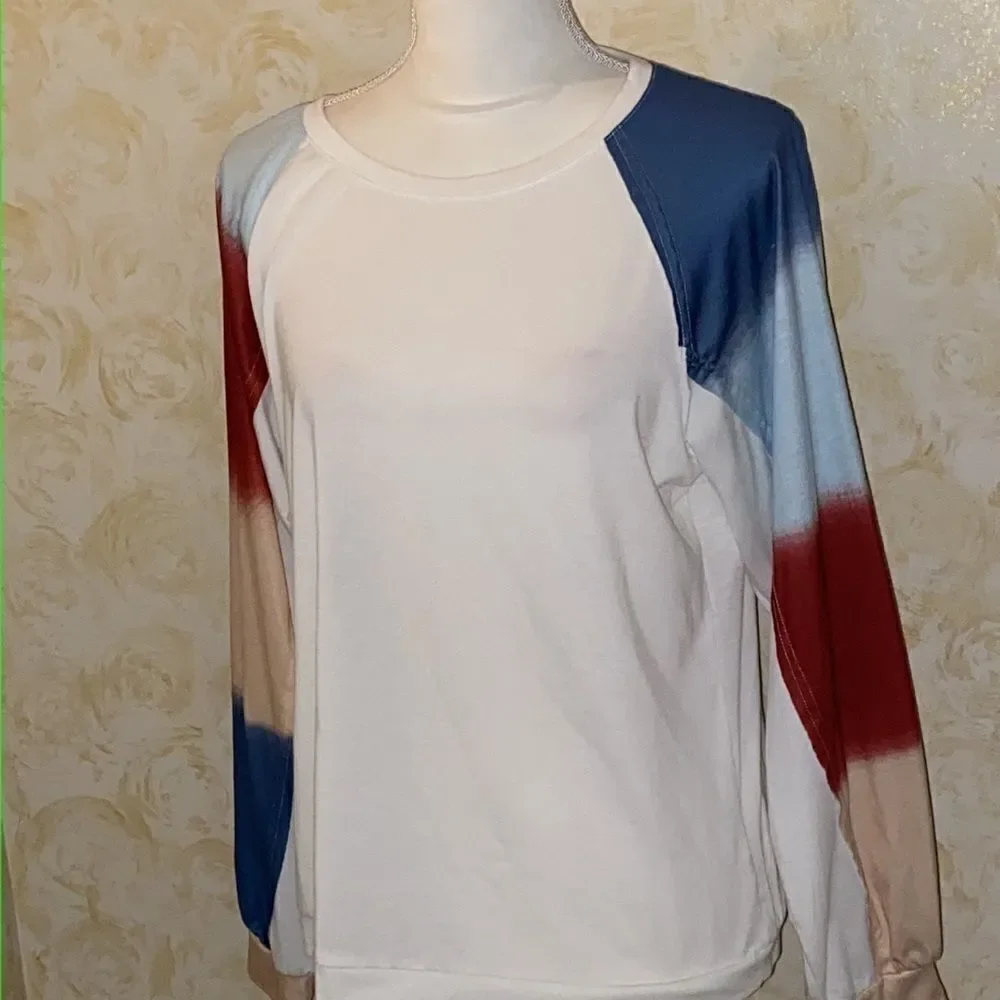 NWOT! Unique Multicolored Sleeve Top! - Picture 5 of 6